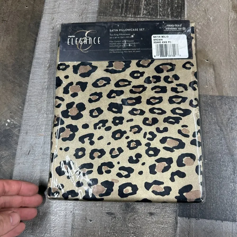Martex‎ Elegance King Set Of 2 Pillowcases Cheetah VTG 90s New Animal Satin